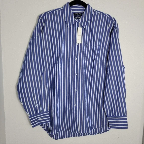 J. Crew Women's Étienne Blue and White Striped Button Down Oversized Shirt - Picture 4 of 7
